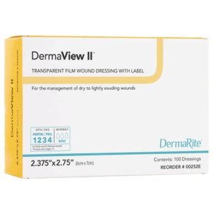 DermaRite DermaView II Transparent Semipermeable Adhesive Film Wound Dressing