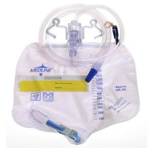 Medline Urinary Drainage Bag With Anti Reflux Device And Metal Clamp