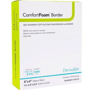 DermaRite ComfortFoam Self-Adherent Soft Silicone Foam Dressing with Border