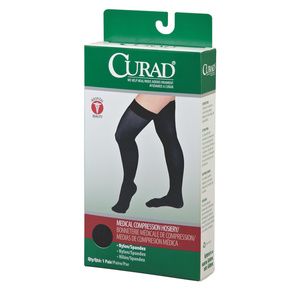 Medline Curad Hospital-Quality Closed Toe Thigh High 15-20mmHg Medical Compression Stockings