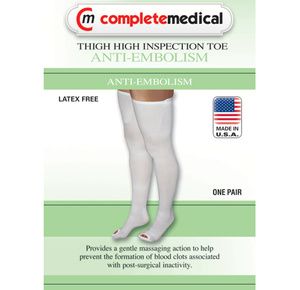 Complete Medical Thigh High 15-20 mmHg Anti-Embolism Stockings With Inspection Toe