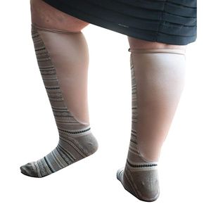 Xpandasox Plus Size/Wide Calf Cotton Blend Diamond Stripe Knee High Compression Socks