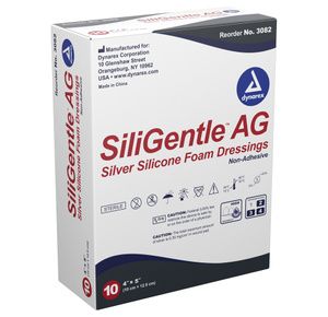 Dynarex SiliGentle AG Silver Silicone Non-Bordered Foam Dressing