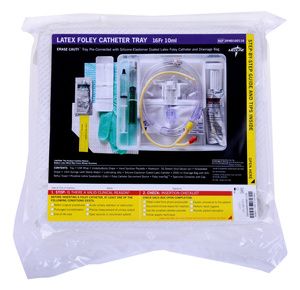 Medline Silicone Elastomer Coated Latex Erase Cauti Foley Catheter Tray
