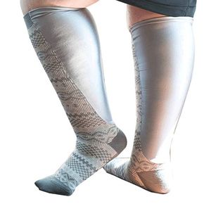 Xpandasox Plus Size/Wide Calf Cotton Blend Fairisle Double Cylin Knee High Compression Socks