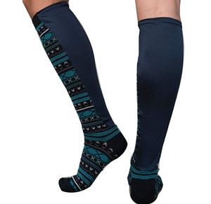 Xpandasox Plus Size/Wide Calf Cotton Blend Stripe Knee High Compression Socks