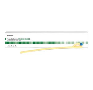McKesson Two-Way Silicone Coated Standard Tip Foley Catheter - 5cc Balloon Capacity