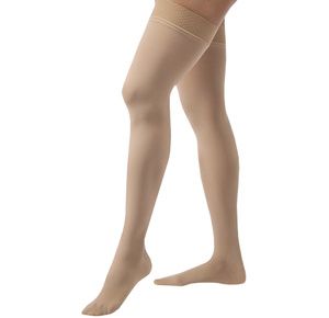 BSN Jobst Opaque Thigh High 15-20 mmHg Moderate Compression Stockings with Silicone Band in Petite