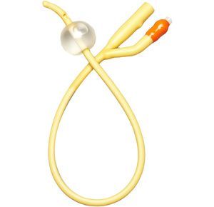 Medline Two-Way Silicone-Elastomer Coated Coude Tip Latex Foley Catheter - 10cc Balloon Capacity