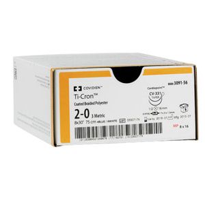 Medtronic Ti-cron Taper Point Polyester Suture with GS-25 Needle
