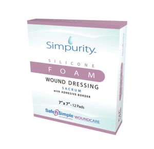 Safe N Simple Simpurity Sacrum Foam Wound Dressing With Silicone Adhesive Border