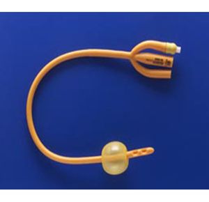 Rusch Gold Silicone Coated 3-Way Foley Catheter - 5cc Balloon Capacity