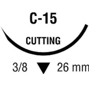 Medtronic Sofsilk Reverse Cutting Suture with Needle C-15