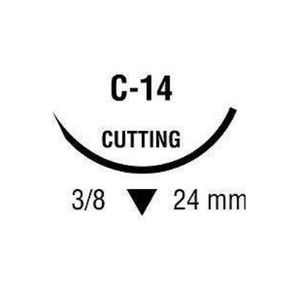 Medtronic Sofsilk Reverse Cutting Suture with Needle C-14