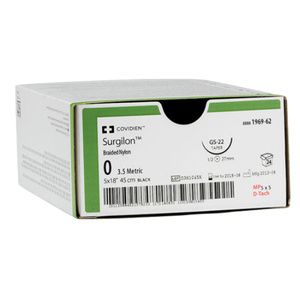 Medtronic Surgilon Reverse Cutting Braided Nylon Suture with C-14 Needle