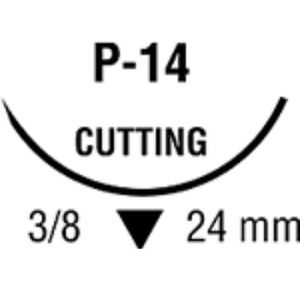 Medtronic Novafil Premium Reverse Cutting Monofilament Polybutester Sutures With Needle P-14